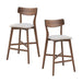 Wooden Bar Chairs Set of 2, Modern Soft Upholstered Kitchen Island Chairs, Counter Height Stool with Backrest,Wooden Frame Chairs with Footrest for Pub,Living Room,Restaurant,Walnut - DTYStore