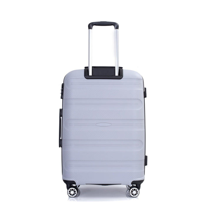 Hardshell Suitcase Spinner Wheels PP Luggage Sets Lightweight Durable Suitcase with TSA Lock,3-Piece Set (20/24/28) ,Silver