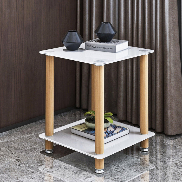 Modern 2-Tier Side Table with Storage Shelf, Sofa Table, and Night Stand