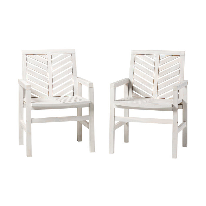 Modern Chevron Patio Chairs, Set of 2 - White Wash - DTYStore