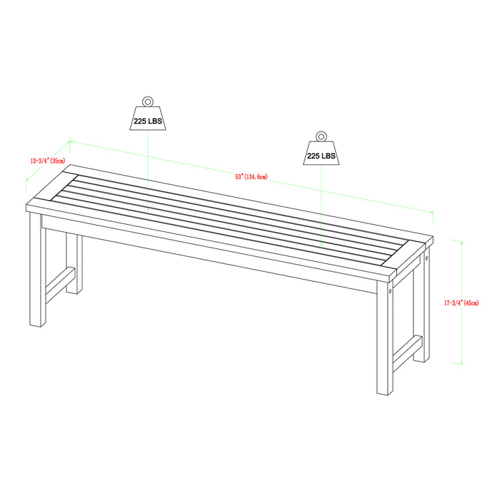 Modern Slat-Top Solid Wood Patio Bench - Brown - DTYStore
