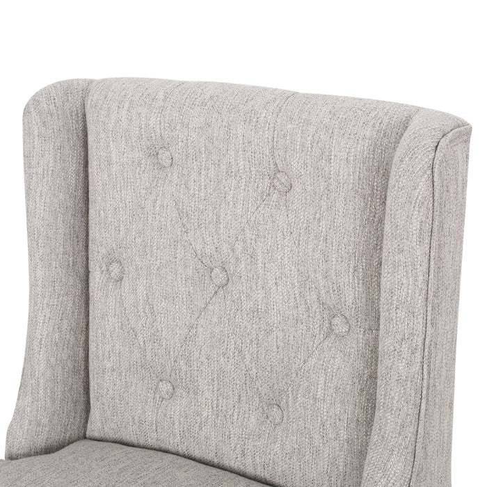 Vienna Contemporary Fabric Tufted Wingback 27 Inch Counter Stools, Set of 2, Light Gray, Natural - DTYStore