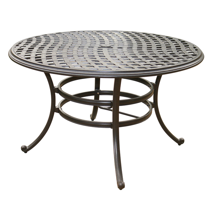Aluminum 5-Piece Round Dining Set With 4 Arm Chairs, Light Blue - DTYStore