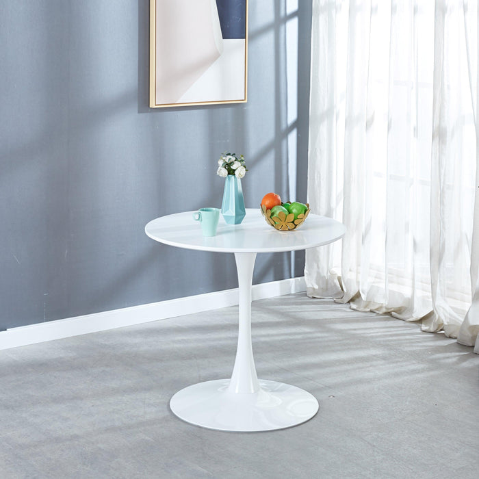 Mid-century Tulip Table for 2-4 People with Round MDF Table Top, Pedestal Dining Table, End Table White