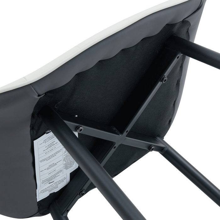 Extended Seat Cushion PU Dining Chair Set - Four Pieces.Smooth line design.Can integrate well into various modern home decoration styles.White and Dark Gray Splicing Colors. - DTYStore