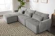 113.3" Convertible Sectional Sofa Couch 3-Seat L-Shaped with Movable Ottoman and USB