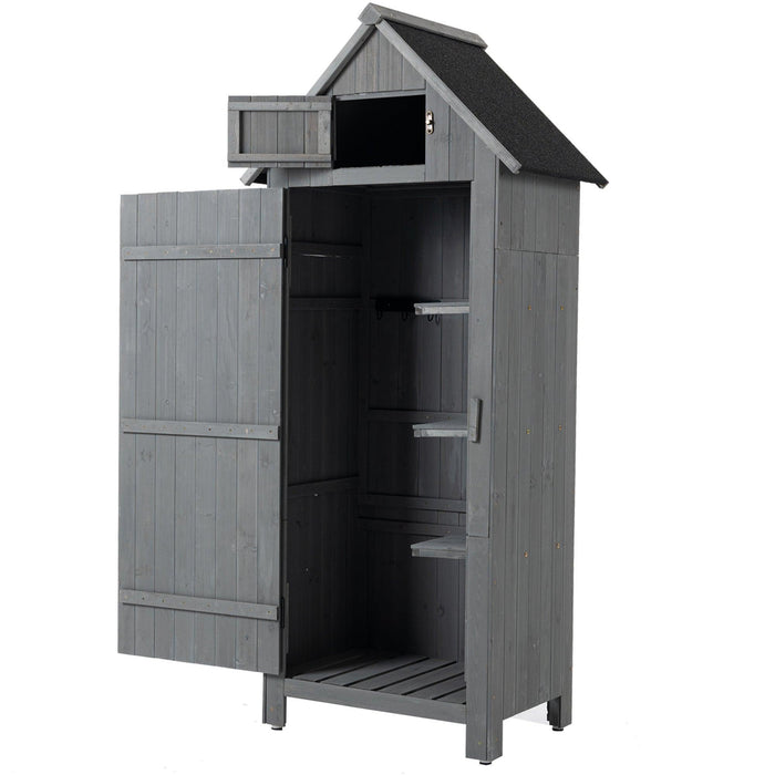 30.3"L X 21.3"W X 70.5"H Outdoor Storage Cabinet Tool Shed Wooden Garden Shed