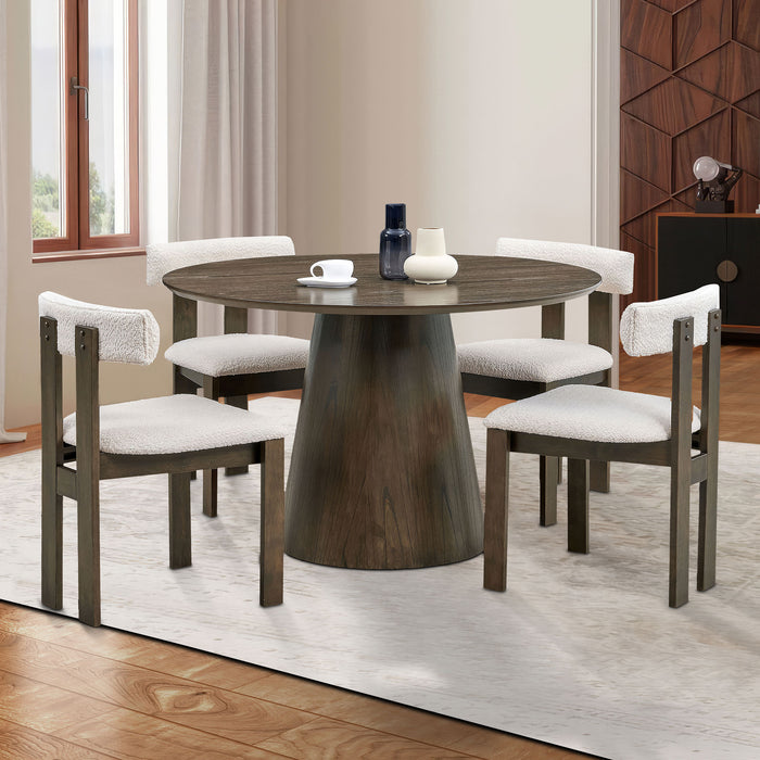 Wooden Dining Chairs Set of 2, Modern Boucle Upholstered Kitchen Side Chairs,Mid Century Modern Kitchen Chairs with Open Back Farmhouse Wooden Side Chairs for Dining Room,Living Room,Restaurant - DTYStore
