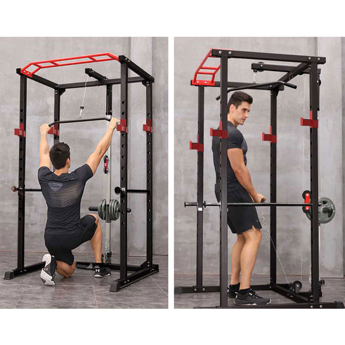 Multi-functional Power Cage,Home Adjustable Pullup Squat Rack 1000Lbs Capacity Comprehensive Fitness Barbell Rack - DTYStore