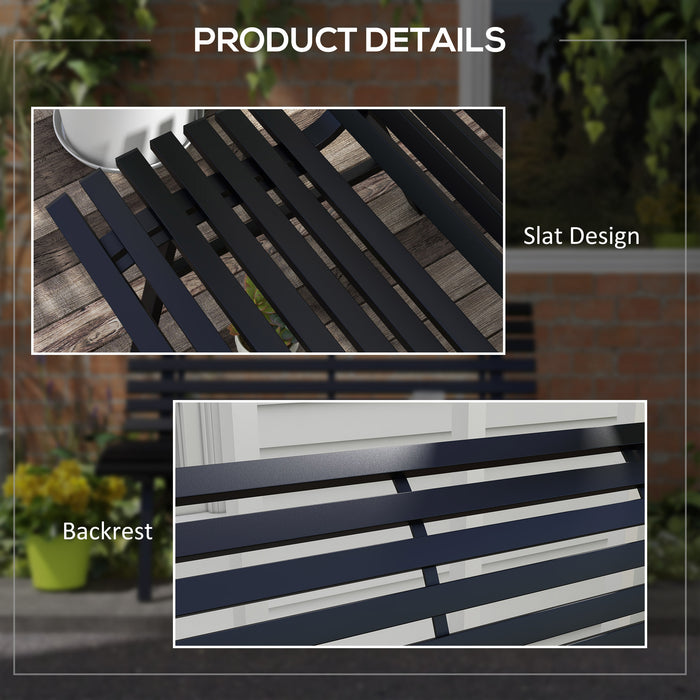 Outsunny 48.5' Garden Bench, Outdoor Patio Bench, Lightweight Aluminum Park Bench with Slatted Seat for Lawn, Park, Deck, Black - DTYStore