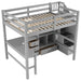 Full Size Loft Bed with L-Shaped Desk and Drawers, Cabinet and Storage Staircase, Gray - DTYStore