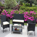 4 PC Rattan Patio Furniture Set Outdoor Patio Cushioned Seat Wicker Sofa (Beige Cushion) - DTYStore