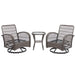 3 Pieces Outdoor Swivel Rocker Patio Chairs, 360 Degree Rocking Patio Conversation Set with Thickened Cushions and Glass Coffee Table for Backyard, Grey - DTYStore