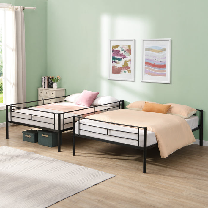 Full Over Full Metal Bunk Bed , No Box Spring Needed, Easy Assemble - DTYStore
