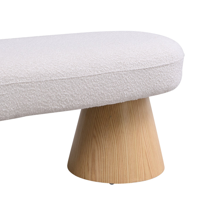 Dining Bench for Dining Room, Upholstered Bedroom End of Bed Entryway Bench Fabric Ottoman for Living Room, Beige Stool Top Wood Leg 300 LBS Weight Capacity - DTYStore