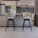 26' Bar Chair Linen Woven Bar Stool Set of 2,Black legs Barstools No Adjustable Kitchen Island Chairs,360 Swivel Bar Stools Upholstered Bar Chair Counter Stool Arm Chairs with Back Footrest (White) - DTYStore