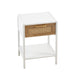 15.74" Rattan End table with drawer, Modern nightstand, metal legs,side table for living room, bedroom,white(1 pc) - DTYStore