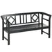 Outsunny Wooden Patio Bench, Outdoor Garden Bench with Backrest and Armrests, 3 Person Porch Bench with Rustic Country Diamond Pattern, Black - DTYStore
