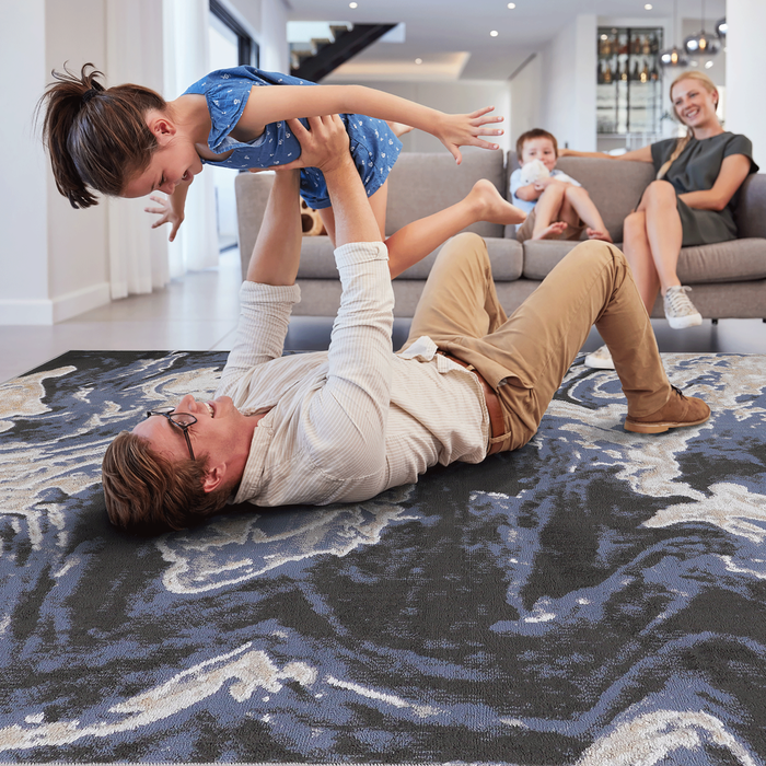 DTY Signature Collection 6X9 L.Blue /Abstract Non-Shedding Living Room Bedroom Dining Home Office Stylish and Stain Resistant Area Rug - DTYStore