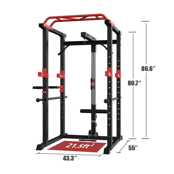 Multi-functional Power Cage,Home Adjustable Pullup Squat Rack 1000Lbs Capacity Comprehensive Fitness Barbell Rack - DTYStore