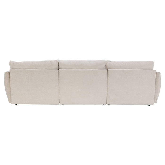 113.3" Convertible Sectional Sofa Couch 3-Seat L-Shaped with Movable Ottoman and USB