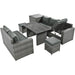 Outdoor 6-Piece All Weather PE Rattan Sofa Set, Garden Patio Wicker Sectional Furniture Set with Adjustable Seat, Storage Box, Removable Covers and Tempered Glass Top Table,Grey - DTYStore
