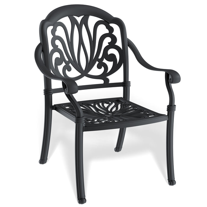 7-Piece All-Weather Cast Aluminum Dining Set, Include 2 Swivel Chairs,4 Dining Chairs and Rectangular Table With Black Frame - DTYStore