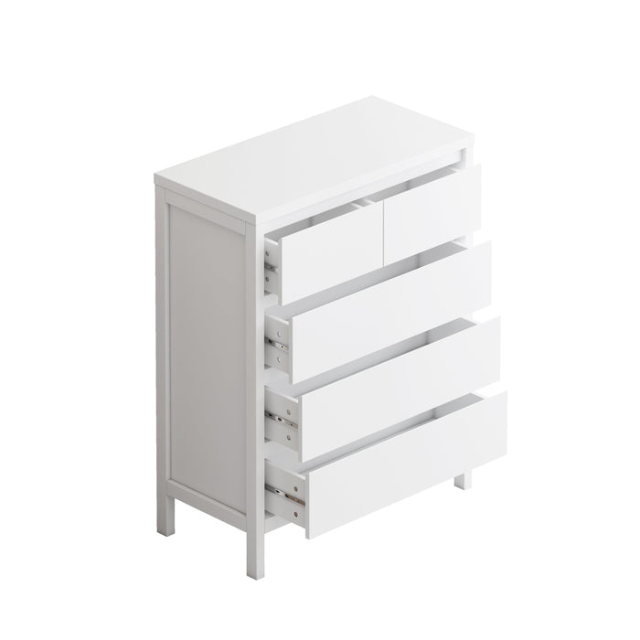 31.61"4-Tier 5-Drawer MDF Storage Cabinet,for Bedroom,Living Room,Dining Room,Hallways,White