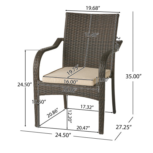 Outdoor Wicker Chairs, 56225.00CHRBRN KD, 4pcs - DTYStore