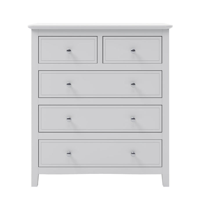 5 Drawers Solid Wood Chest in White