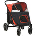 One-Click Foldable Doggy Stroller for Medium Large Dogs, Pet Stroller with Storage, Smooth Ride with Shock Absorption, Mesh Window, Safety Leash, Big Dog Walking Stroller, Red - DTYStore