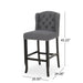 Vienna Contemporary Fabric Tufted Wingback 31 Inch Counter Stools, Set of 2, Charcoal and Dark Brown - DTYStore