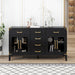 6-drawer and 2-Cabinet Retro Sideboard with Extra Large Storage Space and Gold Handles