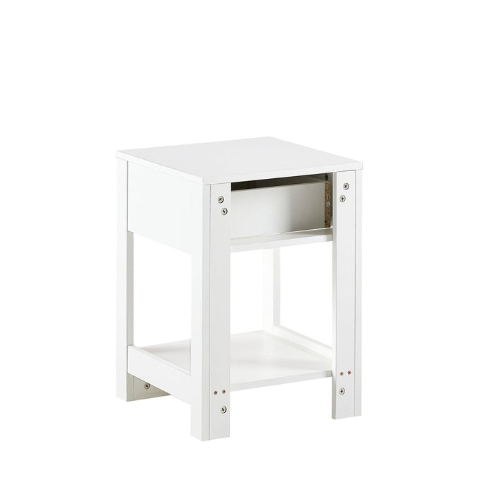 15.75" Rattan End table with drawer, Modern nightstand, side table for living room, bedroom,white - DTYStore