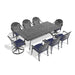 9-Piece All-Weather Cast Aluminum Dining Set, Include 2 Swivel Chairs,6 Dining Chairs and Rectangular Table With Black Frame - DTYStore