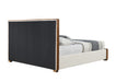 Kaleea Beige Chenille & Walnut Finish EK Bed - DTYStore