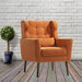 Modern Accent Chair,Chenille Arm Chairs for Living Room,Upholstered Mordern Armchair,Comfy Soft Padded Lounge Chair in Small Space, Bedroom, w/Pillow, Solid Wood Leg (Orange)