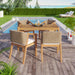 Acacia Wood Outdoor Dining Set of 5, Dining Furniture Set with 1 Table 4 Chairs, Teak and Beige - DTYStore