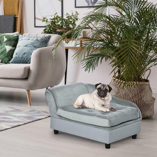 Luxury Fancy Dog Bed for Small Dogs with Hidden Storage, Small Dog Couch with Soft 3" Foam, Dog Sofa Bed, Cushy Dog Bed, Modern Pet Furniture for Puppies and Little Breeds, Gray - DTYStore