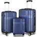 3 Piece Lightweight Luggage Set with TSA Lock, Durable Spinner Wheels and Hooks, Cross Striped Dark Blue