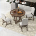 5-Piece Retro Functional Dining Set, Round Table with 16"W Leaf and 4 Upholstered Chairs