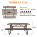 72' Expanded Metal Rectangular Picnic Table, Brown - DTYStore