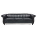 83.46'' Black PU Rolled Arm Chesterfield Three Seater Sofa.