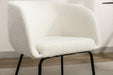 039-Set of 1 Boucle Fabric Dining Chair With Black Metal Legs,Ivory - DTYStore