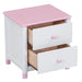 Wooden Nightstand with Two Drawers for Kids,End Table for Bedroom,White+Pink(Old SKU: WF297965AAH) - DTYStore