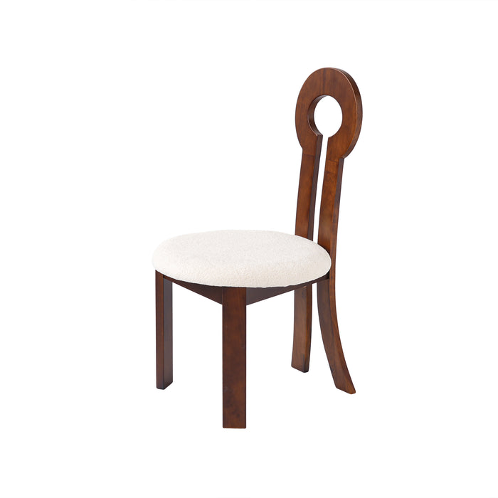 Vintage Rubber Solid Wood Dining Chair, Sheep Plush Dining Chair, Armless Dining Chair, Suitable For Small Home Dressing Room Model Room, Natural(Set Of 2) - DTYStore