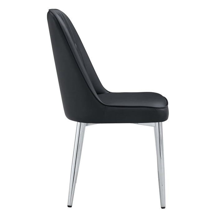2 modern dining chairs, smooth PU leather backrest and silver-toned metal legs for a comfortable home experience for kitchens, bedrooms and offices. - DTYStore
