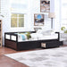 Wooden Daybed with Trundle Bed and Two Storage Drawers , Extendable Bed Daybed,Sofa Bed for Bedroom Living Room,Espresso - DTYStore