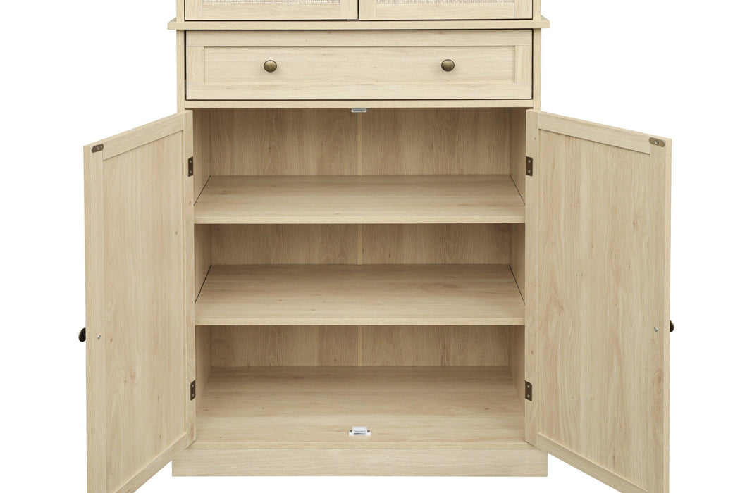 4 Door Cabinet with 1 Drawer, with 4 Adjustable Inner Shelves, Storage Cabinet