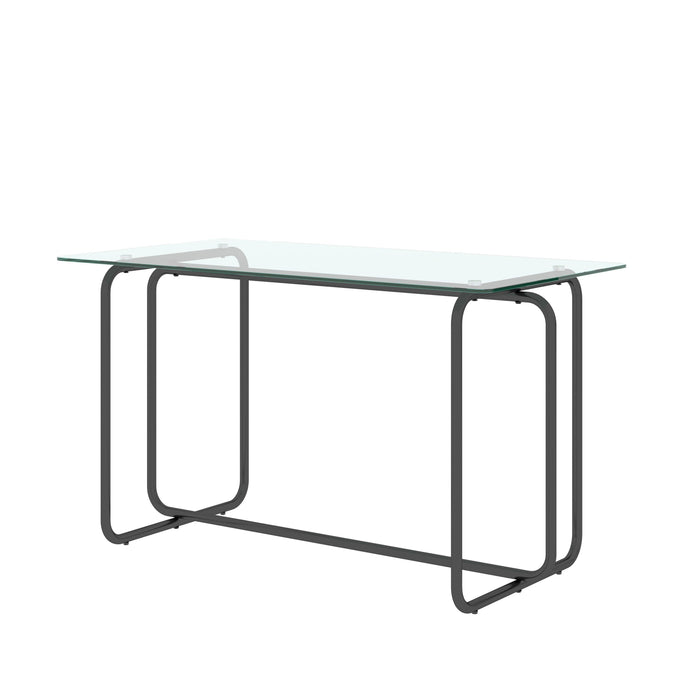 Rectangle Dining Table with Metal Frame, Tempered Glass for Kitchen Room